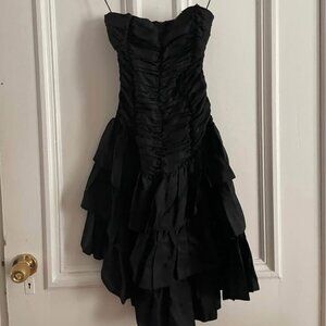 Vintage Claire de Lune Black Ruffle Party Dress – Union Made in Canada, Size 7/8
